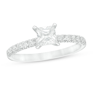 0.70 CT. T.W. Certified Canadian Princess-Cut Diamond Engagement Ring in 14K White Gold (I/I2)