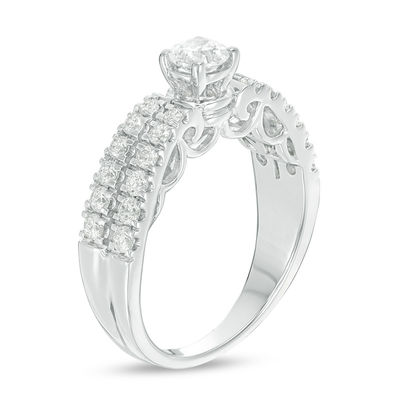 Celebration Canadian Ideal 0.83 CT. T.W. Certified Diamond Engagement Ring in 14K White Gold (I/I1)