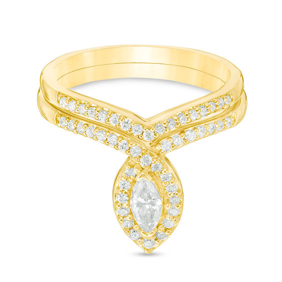 CT. T.W. Marquise Diamond Frame Bridal Set in 10K Gold