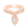 Thumbnail Image 0 of 0.46 CT. T.W. Marquise Diamond Frame Bridal Set in 10K Rose Gold