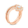 CT. T.W. Diamond Tilted Cushion Frame Bridal Set in 10K Rose Gold