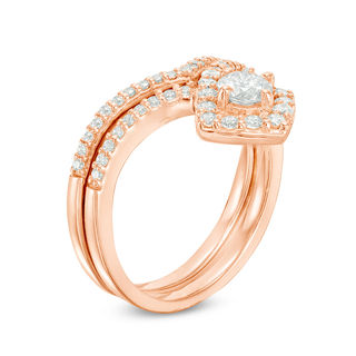 CT. T.W. Diamond Tilted Cushion Frame Bridal Set in 10K Rose Gold