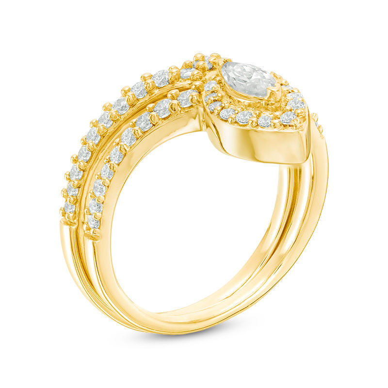 Main Image 2 of 0.70 CT. T.W. Marquise Diamond Frame Bridal Set in 10K Gold