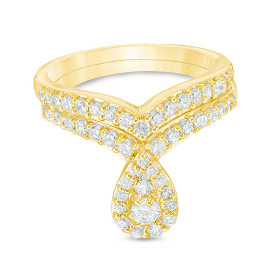 CT. T.W. Diamond Pear-Shaped Frame Bridal Set in 10K Gold