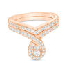 Thumbnail Image 1 of 0.70 CT. T.W. Diamond Pear-Shaped Frame Bridal Set in 10K Rose Gold