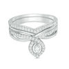 0.30 CT. T.W. Marquise Diamond Frame Twist Shank Bridal Set in Sterling Silver