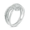 0.30 CT. T.W. Marquise Diamond Frame Twist Shank Bridal Set in Sterling Silver