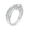 0.37 CT. T.W. Princess-Cut Diamond Frame Twist Shank Bridal Set in Sterling Silver