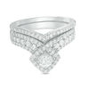 Thumbnail Image 1 of 0.95 CT. T.W. Diamond Tilted Cushion Frame Bridal Set in 10K White Gold