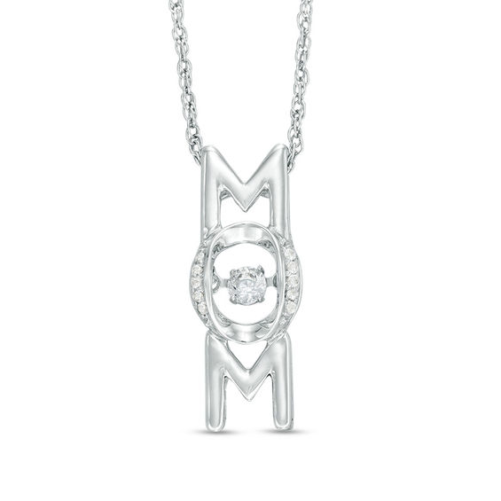 Unstoppable Love™ Lab-Created White Sapphire Linear "MOM" Pendant in Sterling Silver