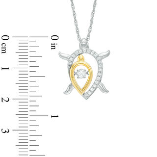 Unstoppable Love™ Lab-Created White Sapphire Motherly Turtle Pendant in Sterling Silver and 10K Gold