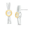 Thumbnail Image 0 of Unstoppable Love™ Lab-Created White Sapphire "X" Drop Earrings in Sterling Silver and 10K Gold