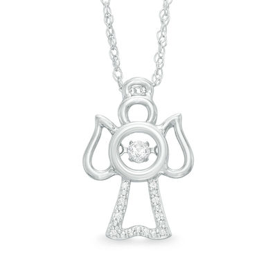 Unstoppable Love™ Lab-Created White Sapphire Angel Pendant in Sterling Silver