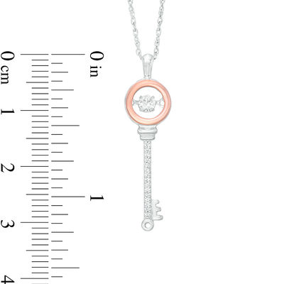 Unstoppable Love™ Lab-Created White Sapphire Key Pendant in Sterling Silver and 10K Rose Gold