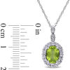 Thumbnail Image 2 of Oval Peridot, White Topaz and Diamond Accent Frame Pendant in 14K White Gold - 17&quot;