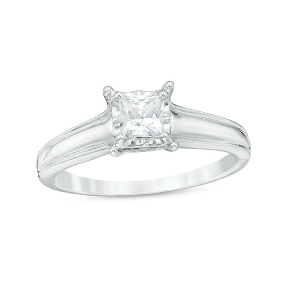 0.63 CT. T.W. Princess-Cut Diamond Solitaire Engagement Ring in 10K White Gold