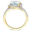 Oval Aquamarine and 0.48 CT. T.W. Diamond Bypass Frame Engagement Ring in 14K Gold