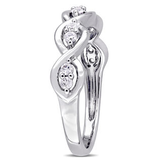 White Sapphire Duo Twist Ring in 14K White Gold