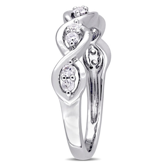 White Sapphire Duo Twist Ring in 14K White Gold