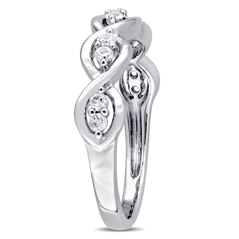White Sapphire Duo Twist Ring in 14K White Gold|Peoples Jewellers