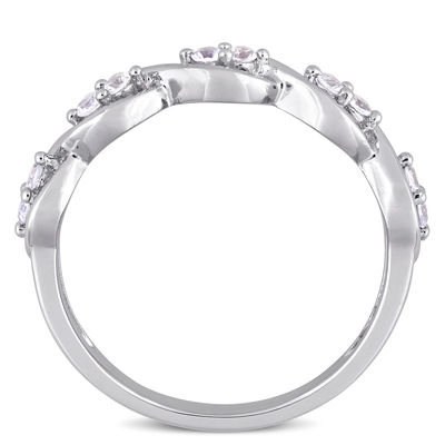 White Sapphire Duo Twist Ring in 14K White Gold