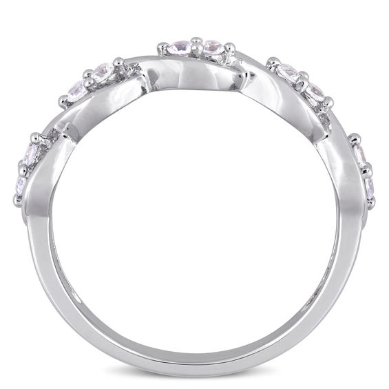 White Sapphire Duo Twist Ring in 14K White Gold