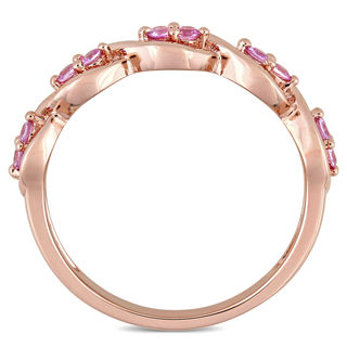 Pink Sapphire Duo Twist Ring in 14K Rose Gold