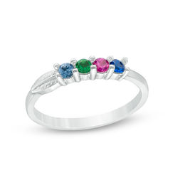 Mother's Birthstone Feather Midi Ring (4 Stones)