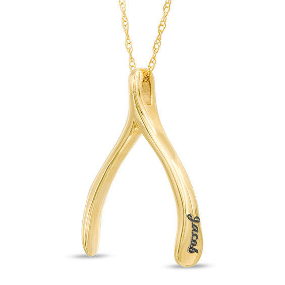 Couple's Wishbone Pendant (2 Names)