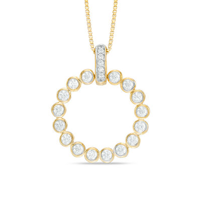 0.45 CT. T.W. Diamond Circle Pendant in 10K Gold