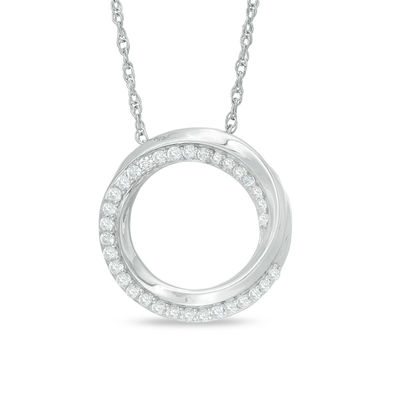 0.23 CT. T.W. Diamond Swirl Circle Pendant in Sterling Silver