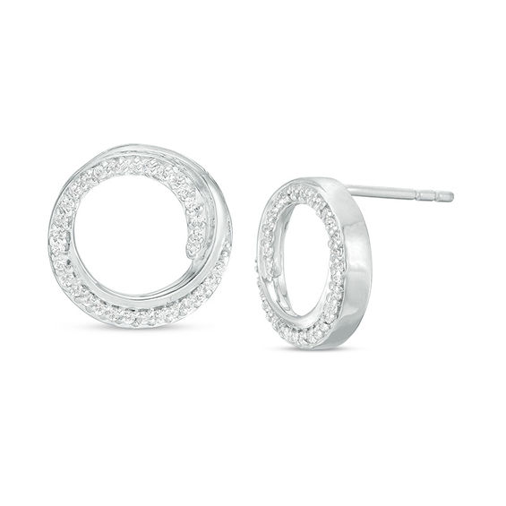 0.15 CT. T.W. Diamond Swirl Circle Stud Earrings in Sterling Silver