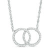 0.18 CT. T.W. Diamond Interlocking Circles Necklace in Sterling Silver - 17.5"