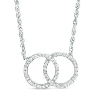 0.18 CT. T.W. Diamond Interlocking Circles Necklace in Sterling Silver - 17.5"