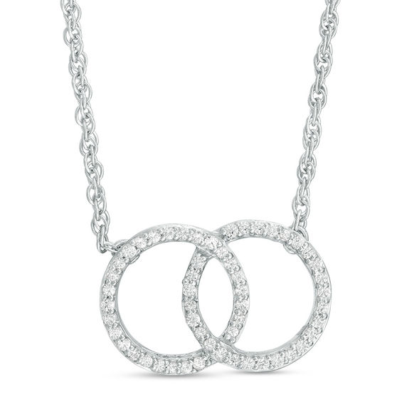 0.18 CT. T.W. Diamond Interlocking Circles Necklace in Sterling Silver - 17.5"