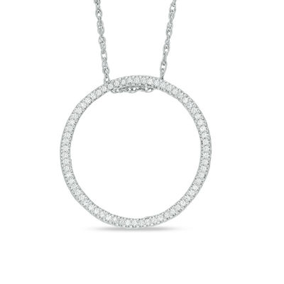 0.18 CT. T.W. Diamond Open Circle Pendant in Sterling Silver