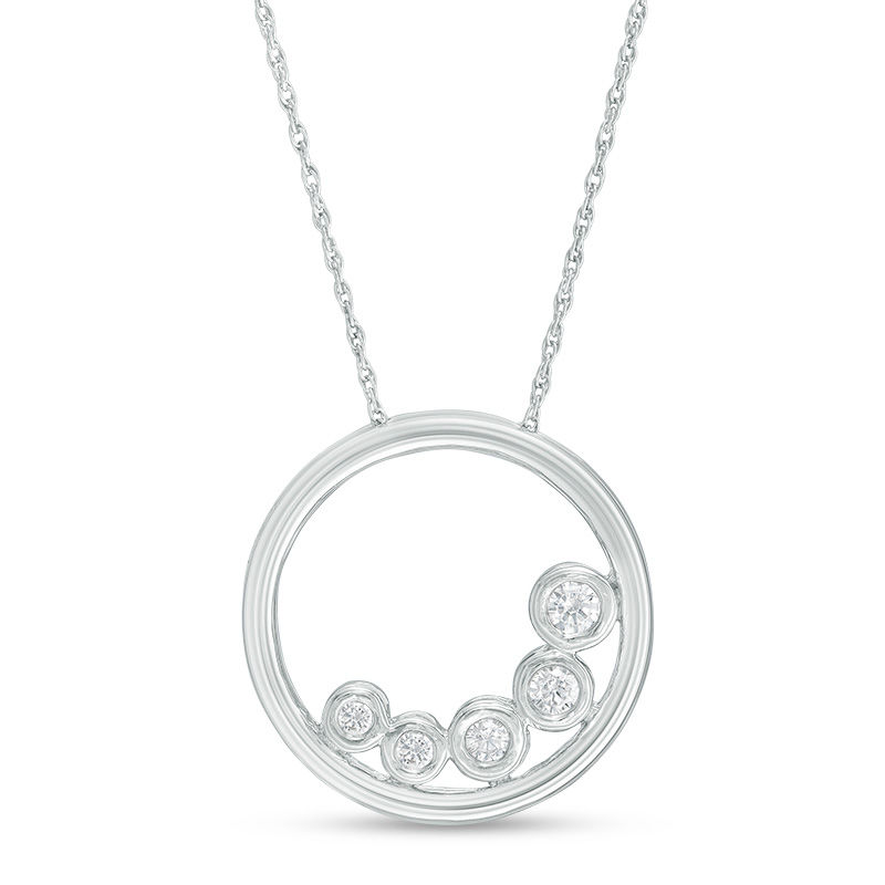 0.23 CT. T.W. Diamond Offset Open Circle Pendant in 10K White Gold|Peoples Jewellers