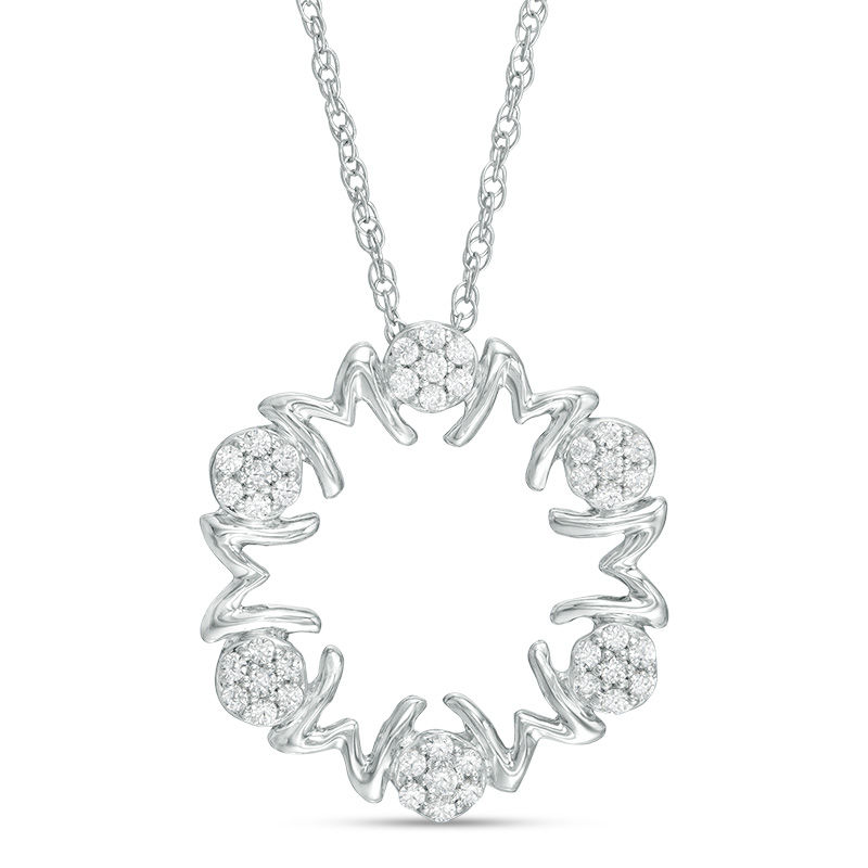 0.23 CT. T.W. Diamond "MOM" Circle Pendant in Sterling Silver|Peoples Jewellers
