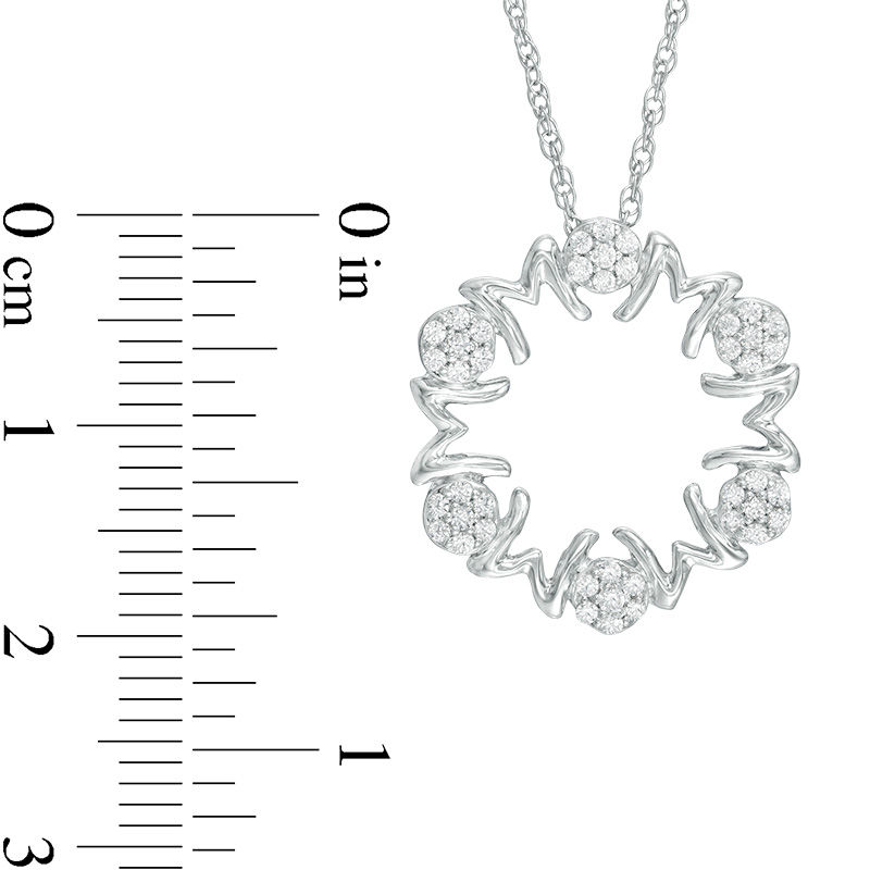0.23 CT. T.W. Diamond "MOM" Circle Pendant in Sterling Silver|Peoples Jewellers