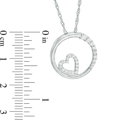 0.18 CT. T.W. Diamond Heart in Circle Pendant in 10K White Gold