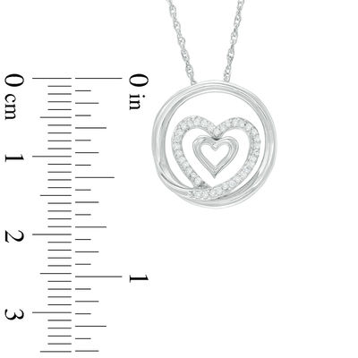 0.12 CT. T.W. Diamond Double Heart Circle Pendant in Sterling Silver