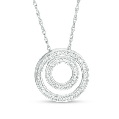 0.15 CT. T.W. Diamond Double Circle Pendant in Sterling Silver