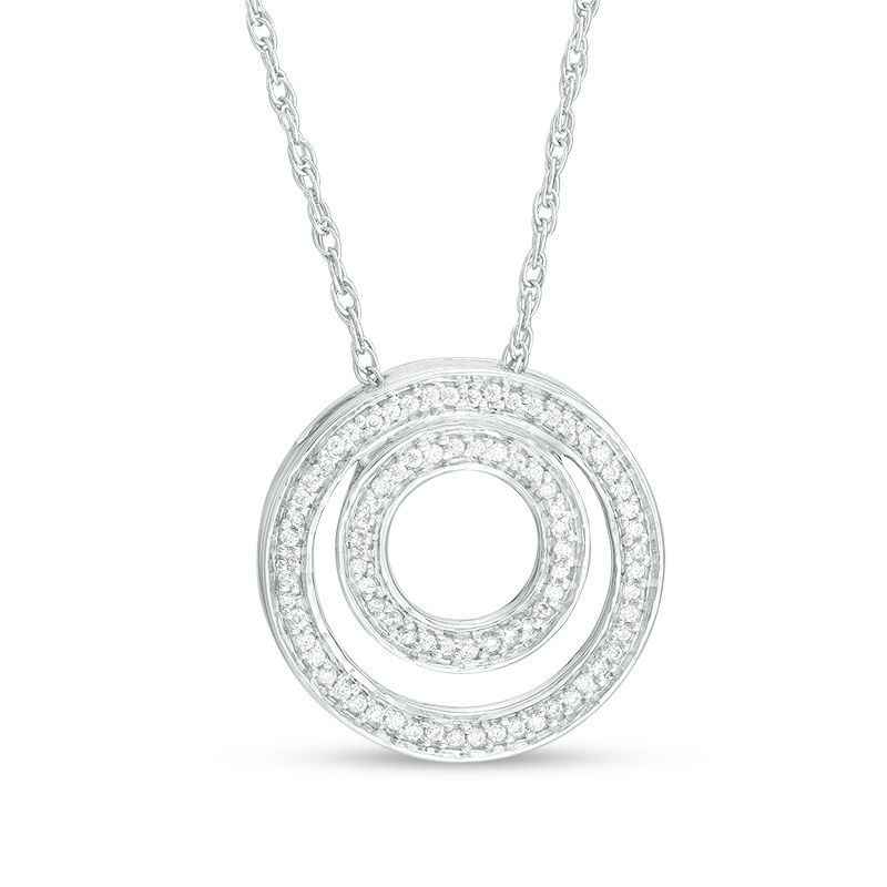 0.15 CT. T.W. Diamond Double Circle Pendant in Sterling Silver|Peoples Jewellers