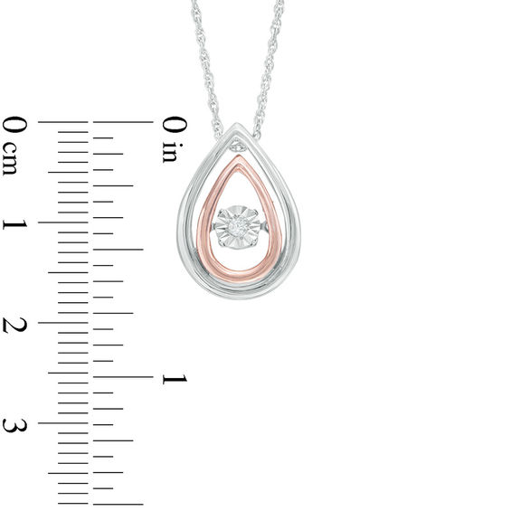 Unstoppable Love™ Diamond Accent Solitaire Teardrop Pendant in Sterling Silver and 10K Rose Gold