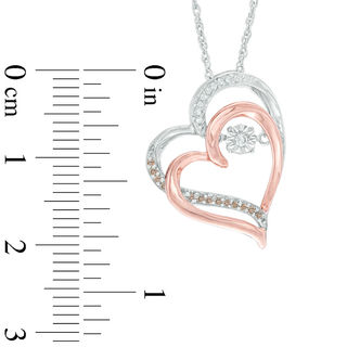 Unstoppable Love™ 0.07 CT. T.W. Champagne and White Diamond Tilted Hearts Pendant in Sterling Silver and 10K Rose Gold