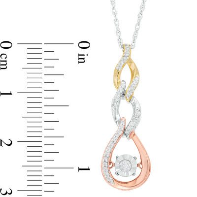 Unstoppable Love™ 0.23 CT. T.W. Diamond Cascading Flame Pendant in 10K Tri-Tone Gold