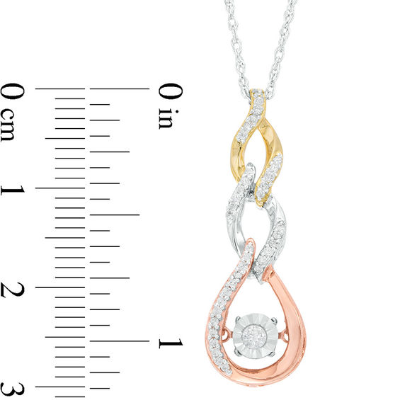 Unstoppable Love™ 0.23 CT. T.W. Diamond Cascading Flame Pendant in 10K Tri-Tone Gold