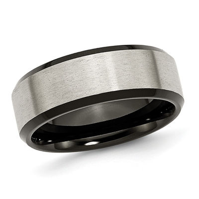 Men's 8.0mm Brushed Comfort Fit Wedding Band in Black IP Titanium