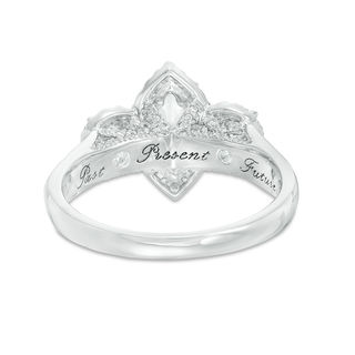 1.50 CT. T.W. Marquise Certified Diamond Past Present Future® Frame Engagement Ring in 14K White Gold (I/I1)