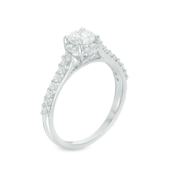 Celebration Canadian Ideal 1.00 CT. T.W. Certified Diamond Frame Engagement Ring in 14K White Gold (I/I1)